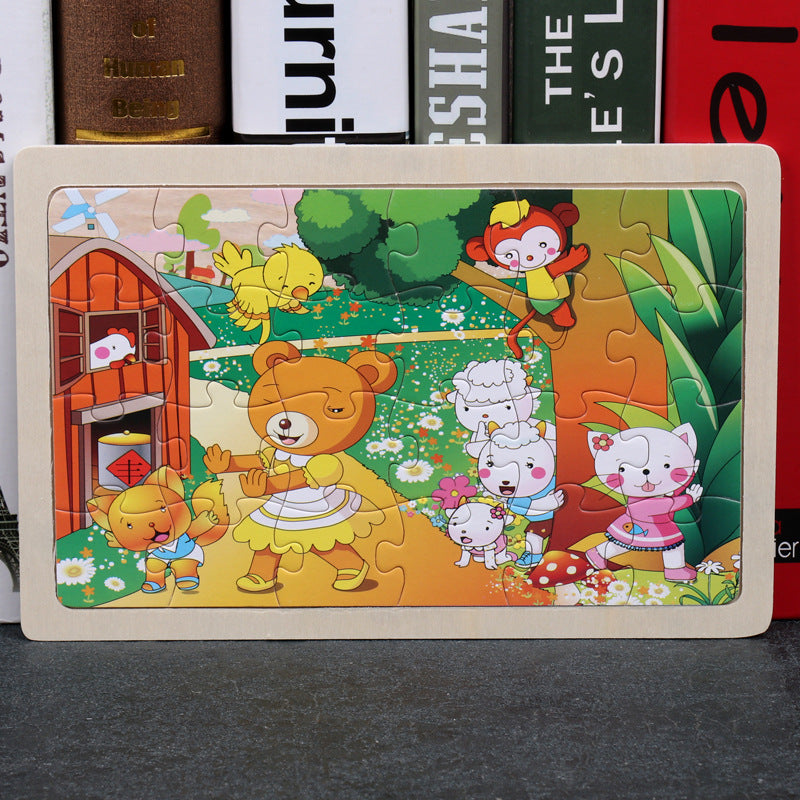 wooden educational toys educational development baby kids training toys children animal puzzle