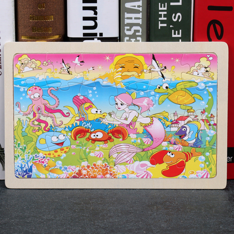 wooden educational toys educational development baby kids training toys children animal puzzle