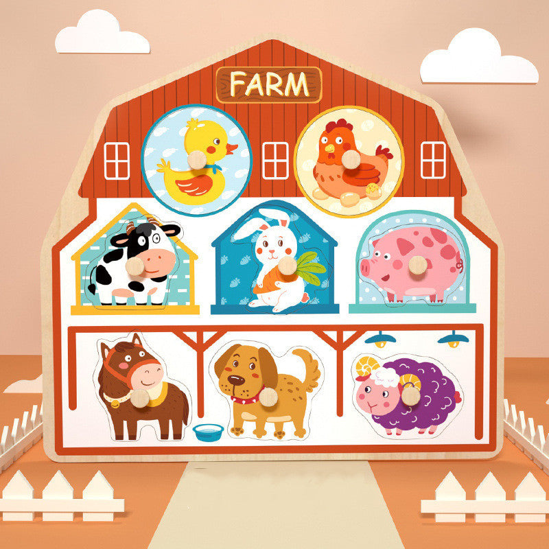 3D Puzzles Cartoon Animals Montessori Wooden Puzzles Hand Grab Boards Tangram Jigsaw Educational Toy