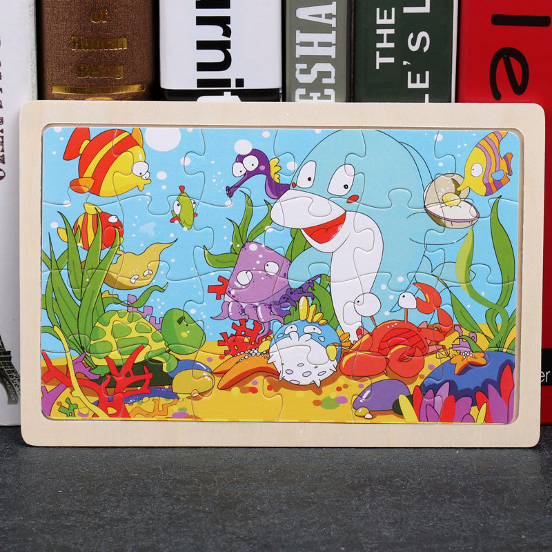 wooden educational toys educational development baby kids training toys children animal puzzle