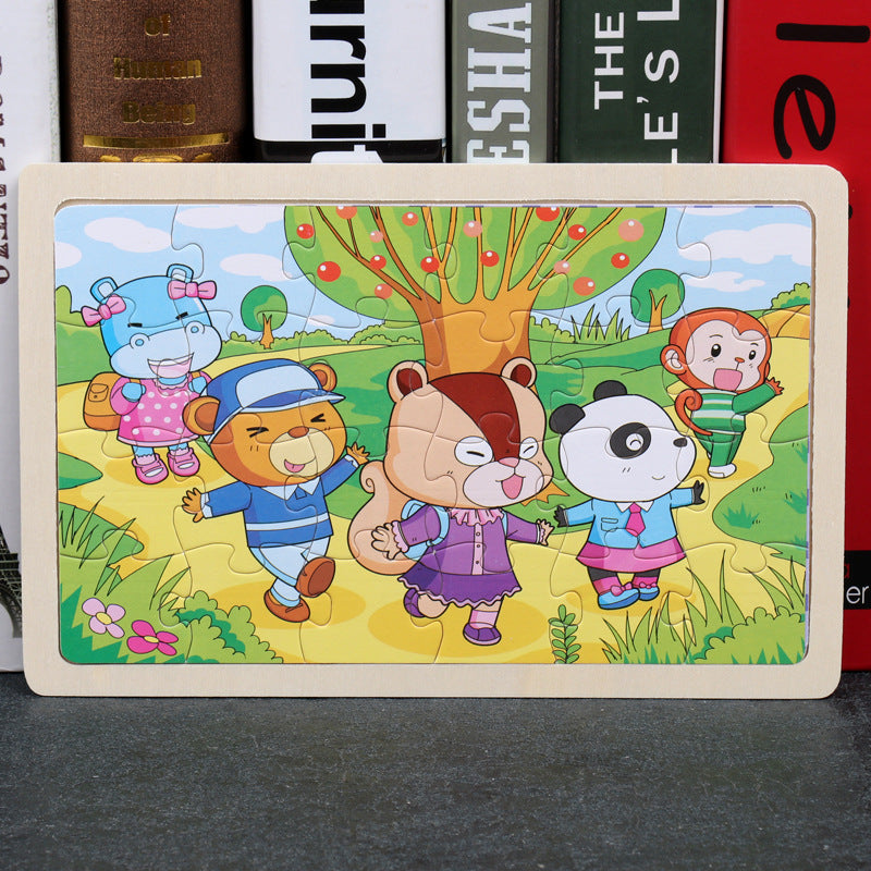 wooden educational toys educational development baby kids training toys children animal puzzle
