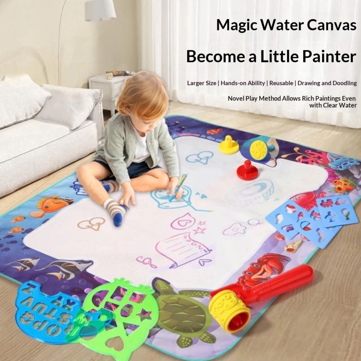 Water Canvas Large Reusable Drawing Mat For Kids