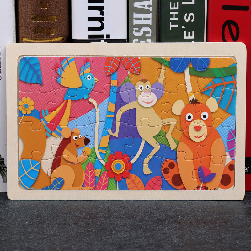 wooden educational toys educational development baby kids training toys children animal puzzle