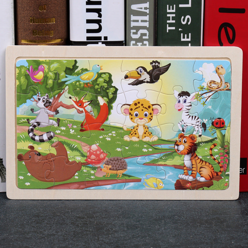 wooden educational toys educational development baby kids training toys children animal puzzle