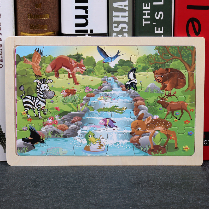wooden educational toys educational development baby kids training toys children animal puzzle