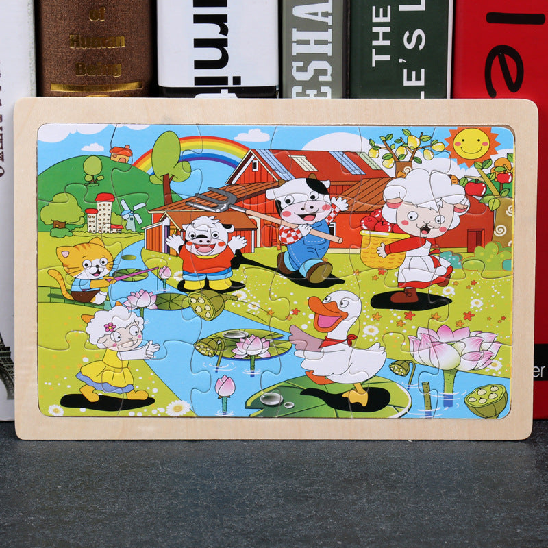 wooden educational toys educational development baby kids training toys children animal puzzle