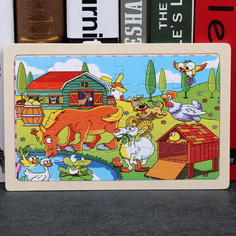 wooden educational toys educational development baby kids training toys children animal puzzle