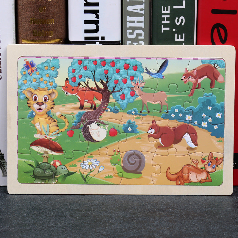 wooden educational toys educational development baby kids training toys children animal puzzle